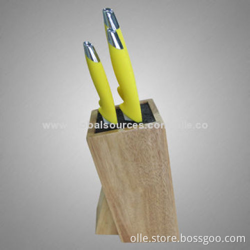 Ceramic Knife Set with Wooden Stand and Bristles
